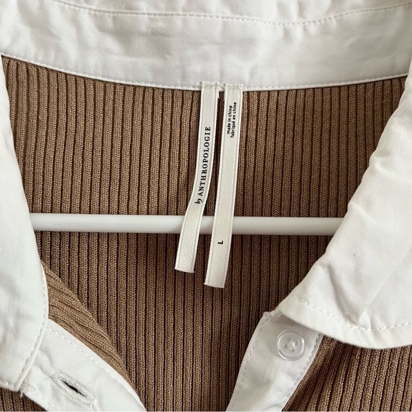 By Anthropologie • Caramel White Ribbed Polo Dress - Picture 6 of 9
